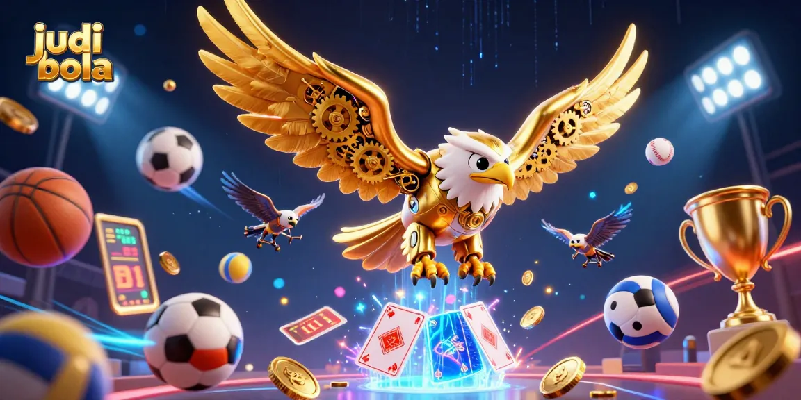 Experience the excitement of judi bola with a dynamic 3D illustration of sports betting action.